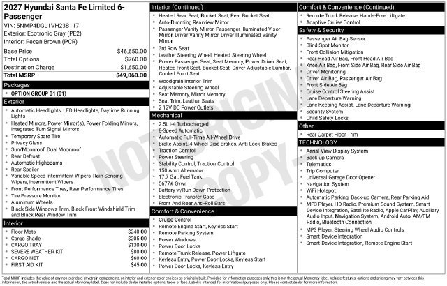 New 2027 Hyundai Santa Fe Limited AWD/4WD image 27