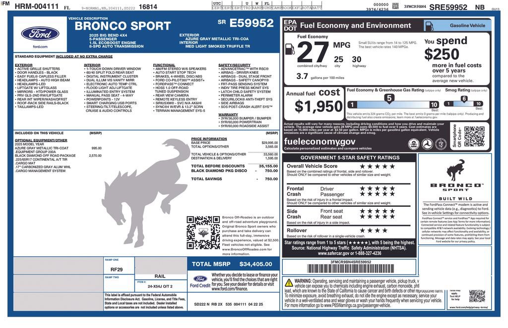 New 2025 Ford Bronco Sport Big Bend