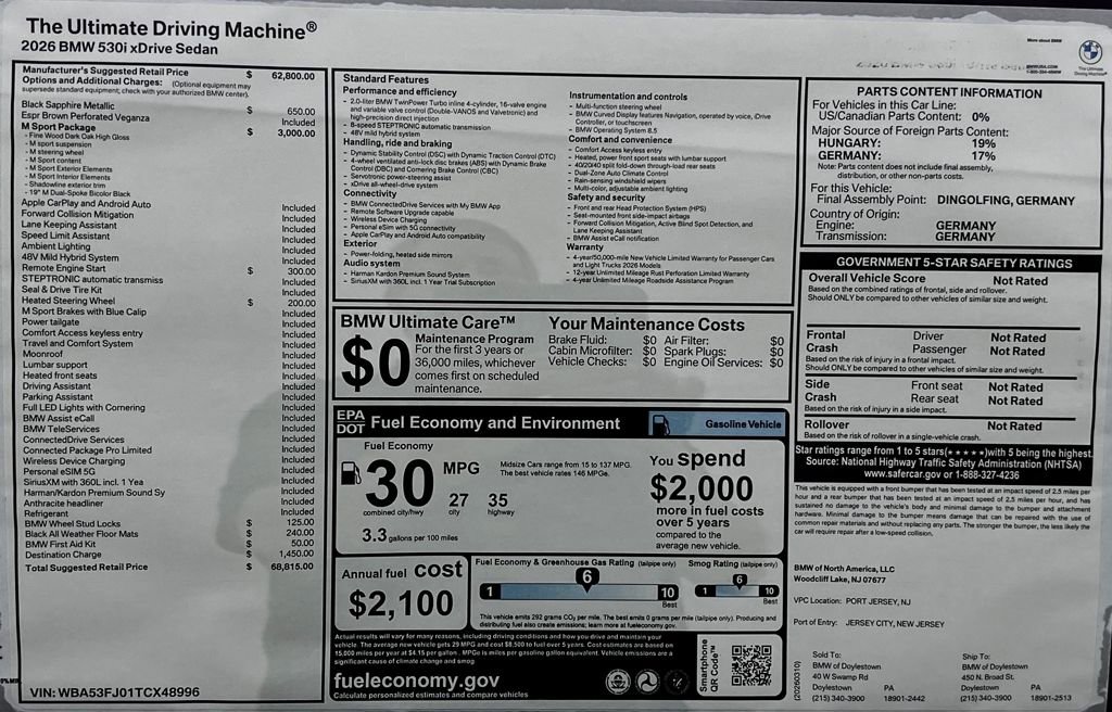New 2026 BMW 530i xDrive w/ M Sport Package image 16