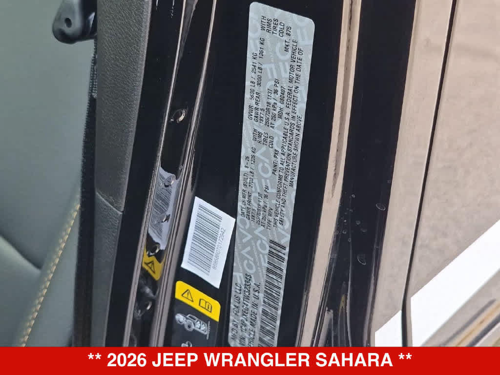 New 2026 Jeep Wrangler Unlimited Sahara w/ Whitecap Package AWD/4WD image 35