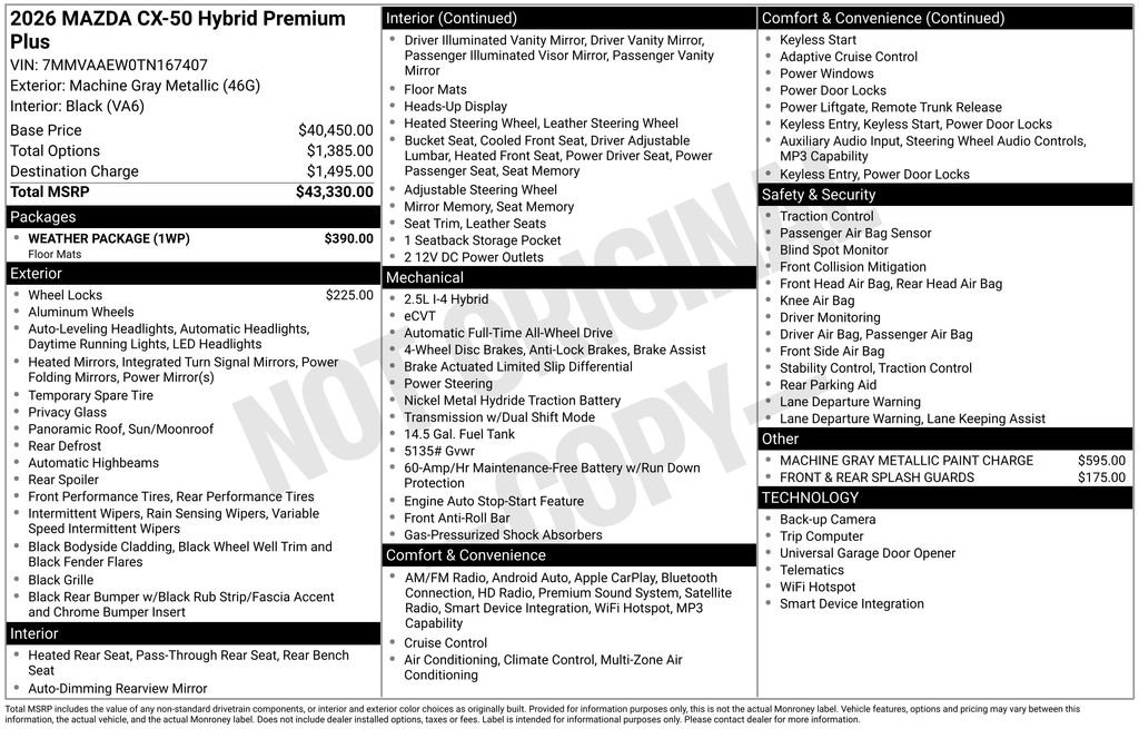 New 2026 MAZDA CX-50 2.5 Hybrid w/ Weather Package AWD/4WD image 32