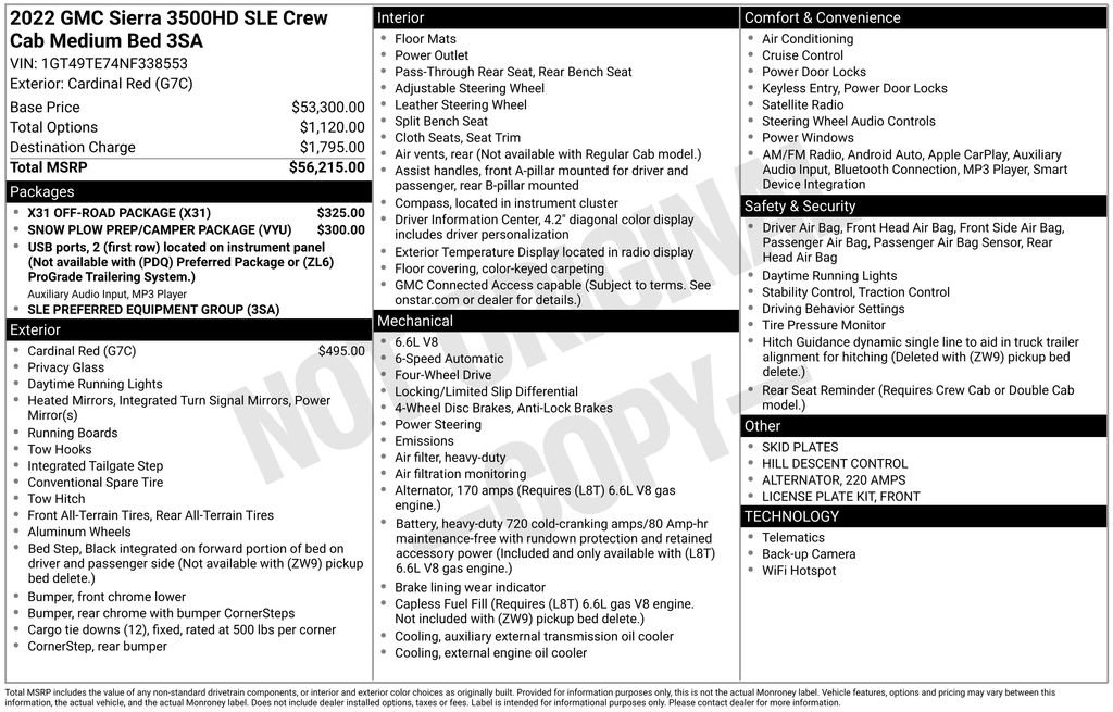 Certified 2022 GMC Sierra 3500 SLE w/ X31 Off-Road Package AWD/4WD image 4