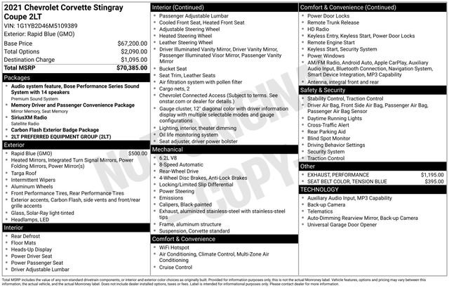 Used 2021 Chevrolet Corvette Stingray Preferred Cpe w/ 2LT image 4