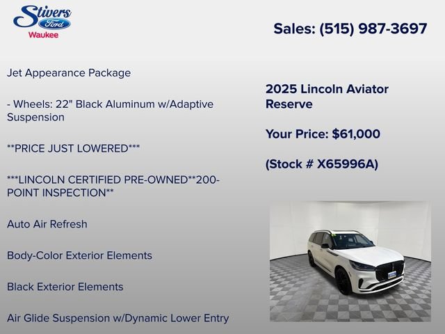 Certified 2025 Lincoln Aviator Reserve w/ Equipment Group 201A AWD/4WD image 28