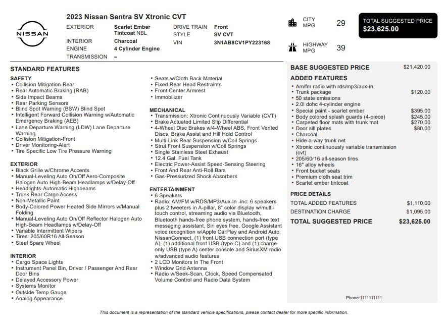 Used 2023 Nissan Sentra SV w/ Trunk Package FWD image 34