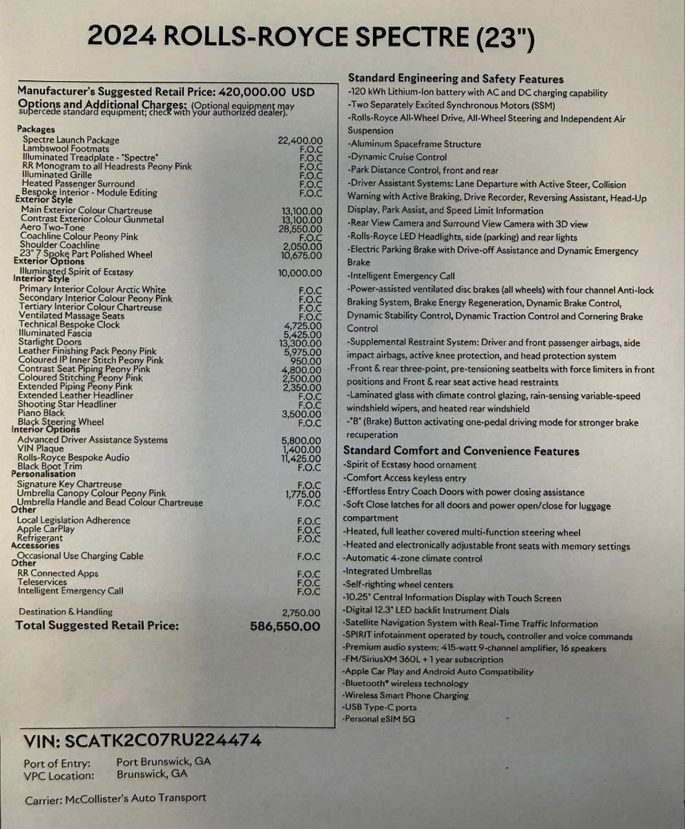 Used 2024 Rolls-Royce Spectre w/ Spectre Launch Package image 8