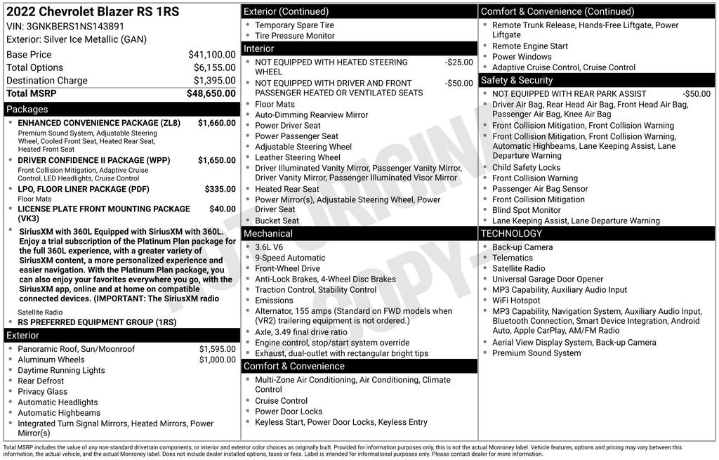 Used 2022 Chevrolet Blazer RS w/ Enhanced Convenience Package FWD image 37