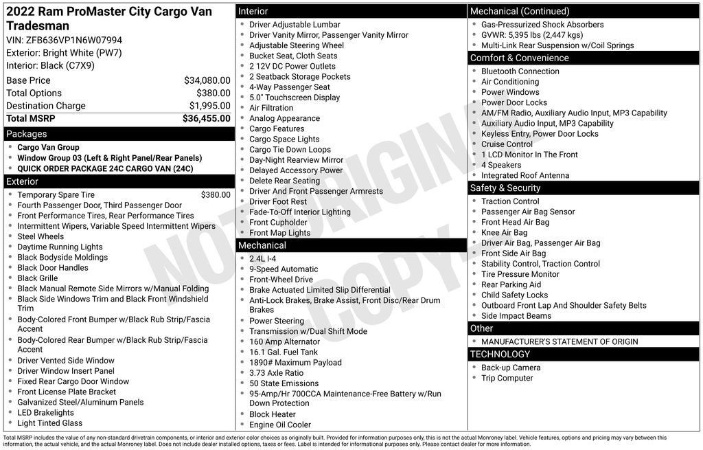 Used 2022 RAM ProMaster City Tradesman FWD image 2