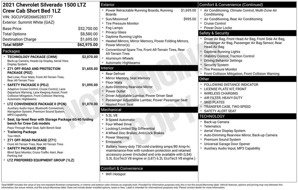 Used 2021 Chevrolet Silverado 1500 LTZ w/ Technology Package AWD/4WD image 4
