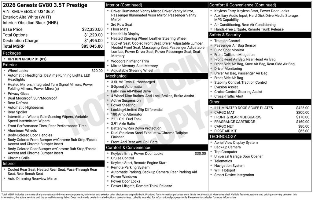 New 2026 Genesis GV80 3.5T Prestige AWD/4WD image 8