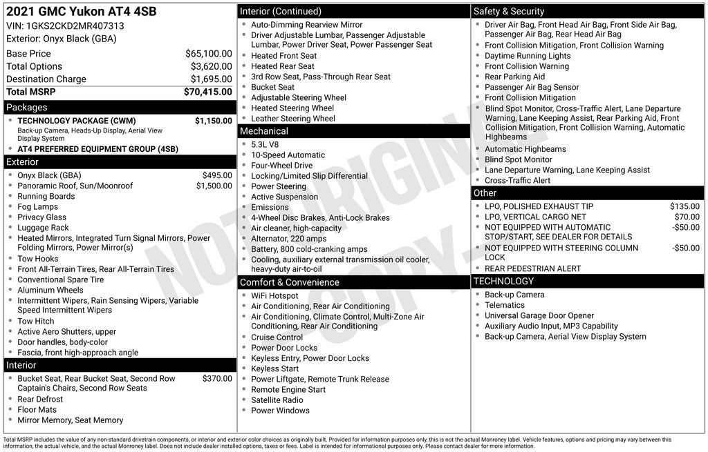 Used 2021 GMC Yukon AT4 w/ Technology Package AWD/4WD image 48