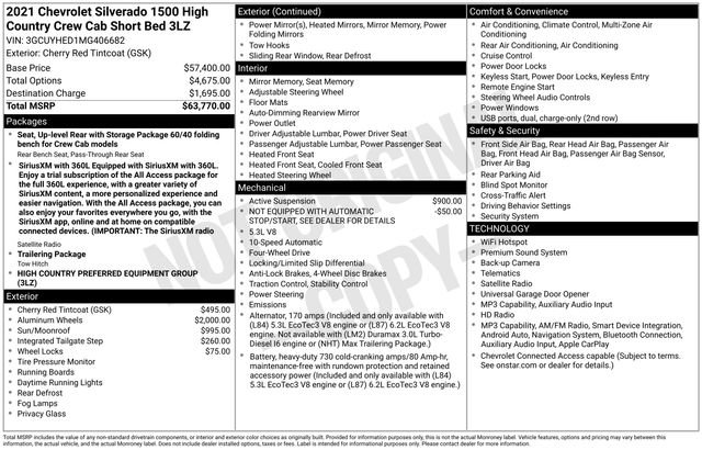 Used 2021 Chevrolet Silverado 1500 High Country AWD/4WD image 7