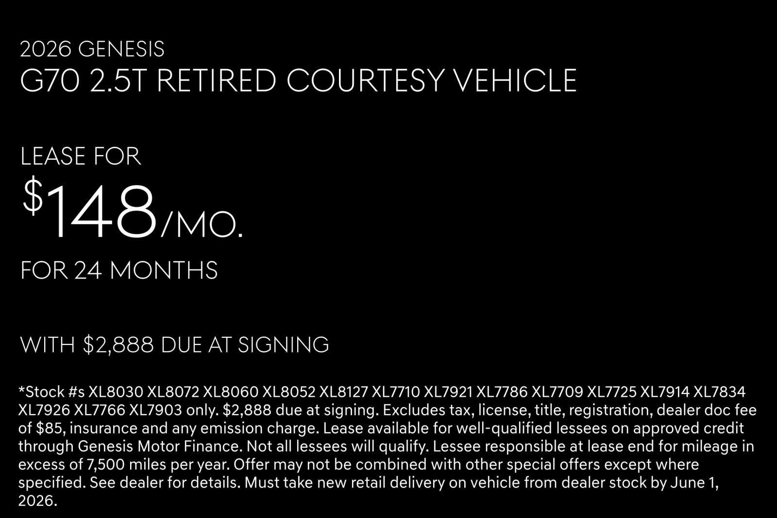 Used 2026 Genesis G70 2.5T RWD image 2