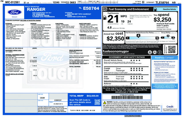 New 2026 Ford Ranger XLT w/ FX4 Off-Road Package AWD/4WD image 23