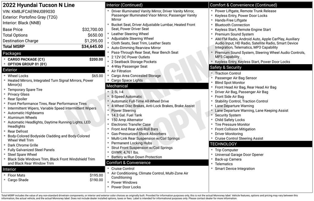 Certified 2022 Hyundai Tucson N Line w/ Cargo Package AWD/4WD image 45