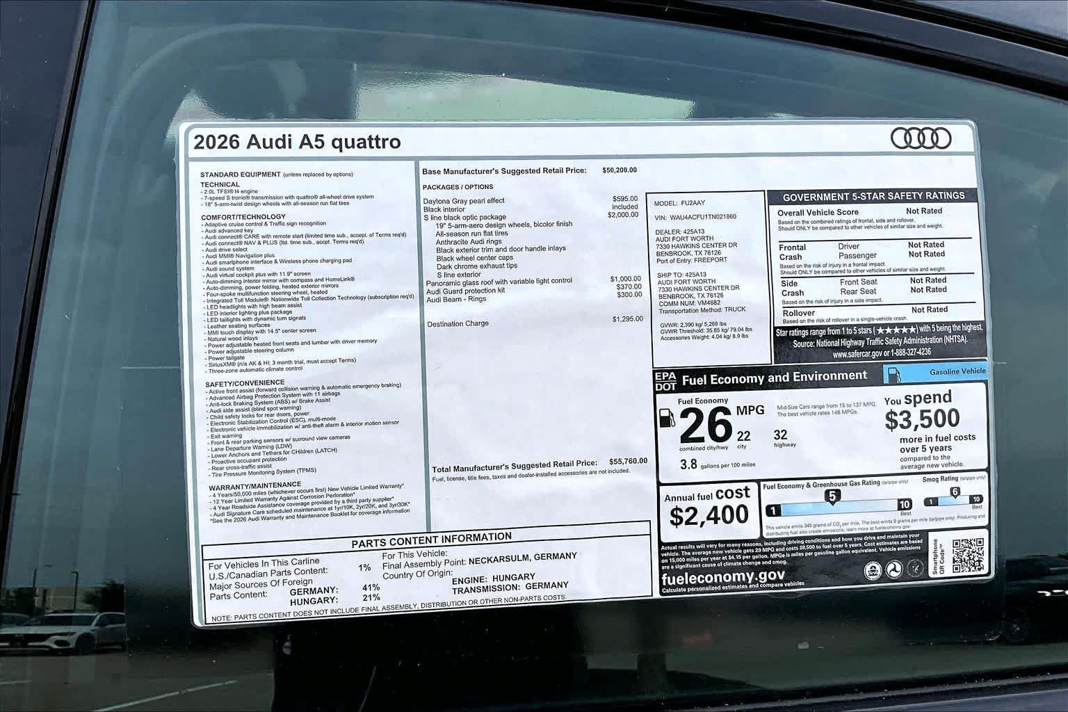 New 2026 Audi A5 Premium w/ S Line Black Optic Package AWD/4WD image 16