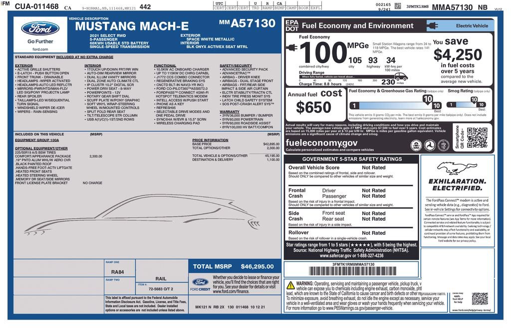 Used 2021 Ford Mustang Mach-E Select w/ Comfort/Appearance Package