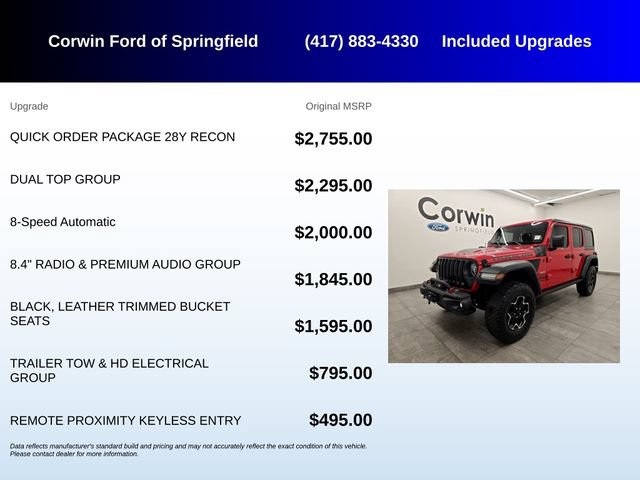 Used 2020 Jeep Wrangler Unlimited Rubicon w/ Quick Order Package 28Y Recon AWD/4WD image 5