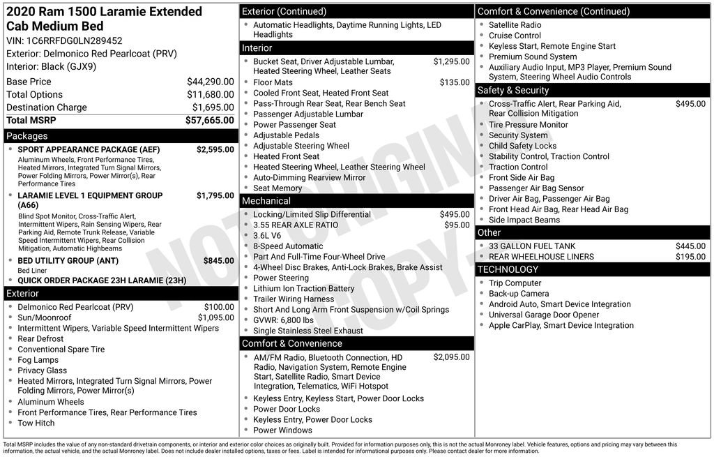 Used 2020 RAM 1500 Laramie w/ Sport Appearance Package image 9