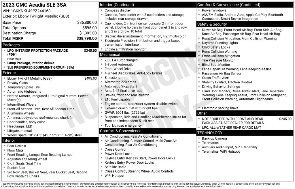Used 2023 GMC Acadia SLE FWD image 25