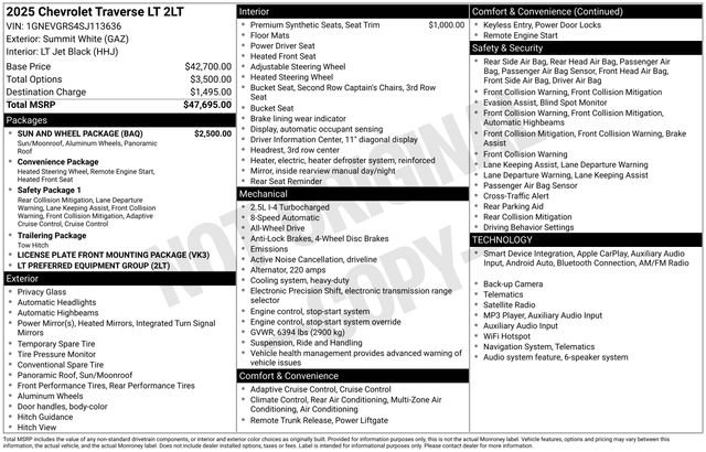 Used 2025 Chevrolet Traverse LT w/ Sun and Wheel Package AWD/4WD image 31