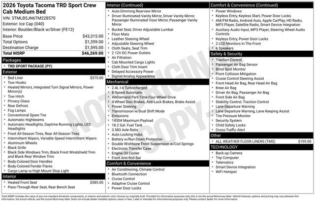 New 2026 Toyota Tacoma TRD Sport image 7