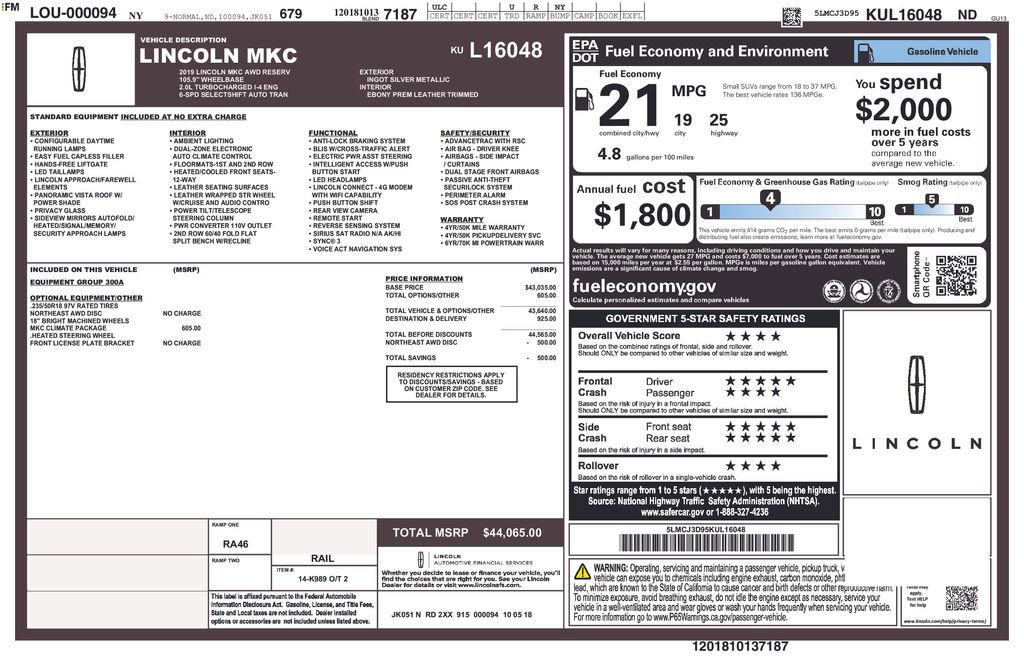 Used 2019 Lincoln MKC Reserve w/ MKC Climate Package image 35