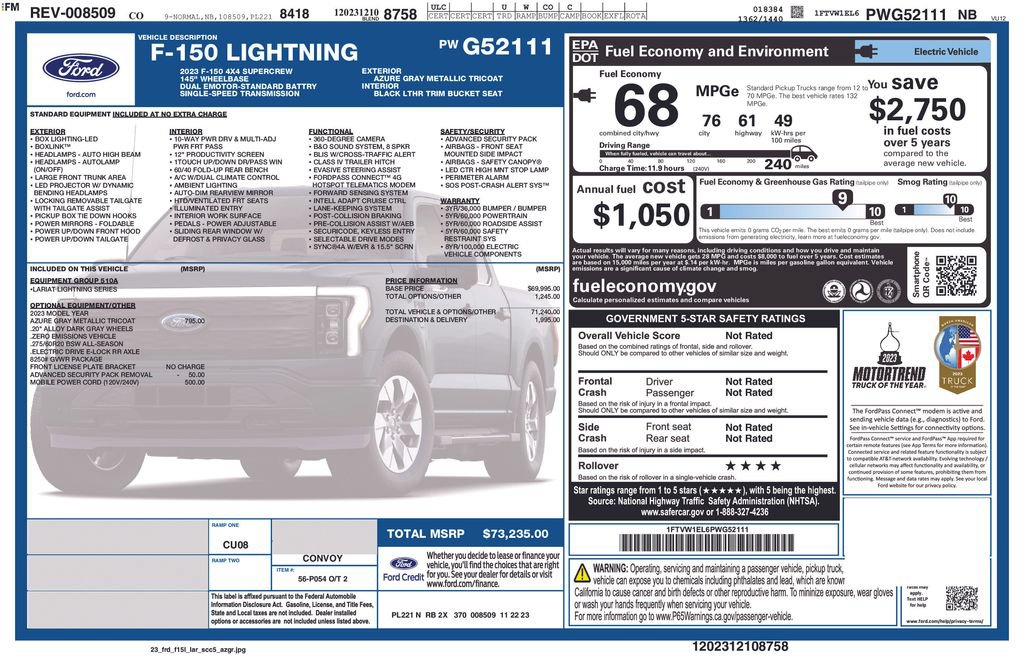 Certified 2023 Ford F150 Lightning Lariat AWD/4WD image 3
