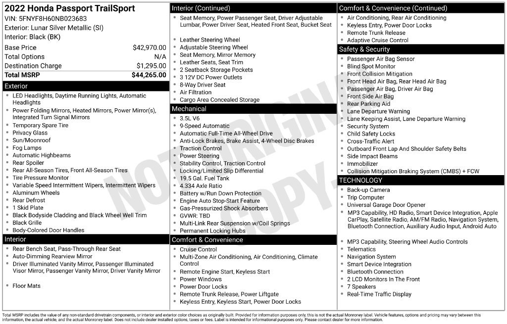 Certified 2022 Honda Passport TrailSport image 13