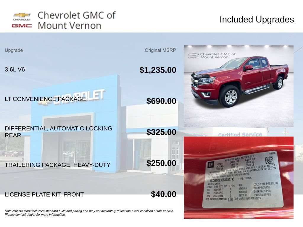Used 2016 Chevrolet Colorado LT w/ LT Convenience Package AWD/4WD image 6