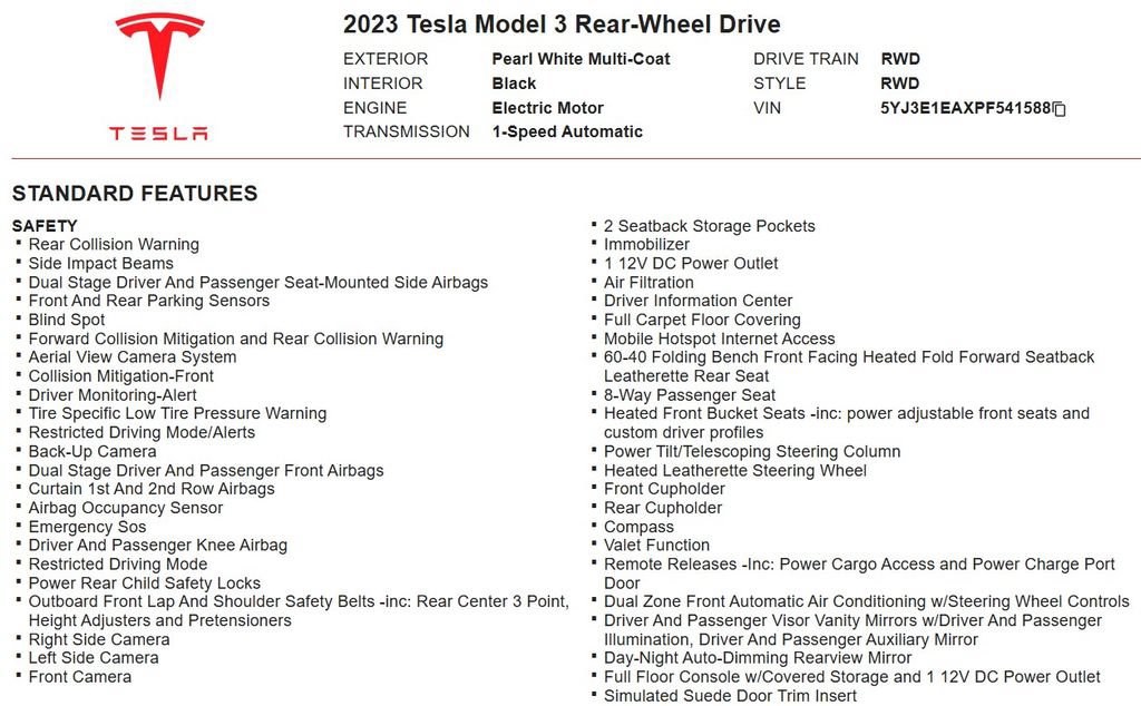 Used 2023 Tesla Model 3 Standard Range RWD image 13