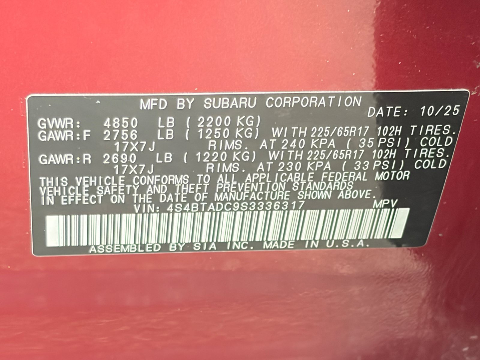 Certified 2025 Subaru Outback Premium AWD/4WD image 34