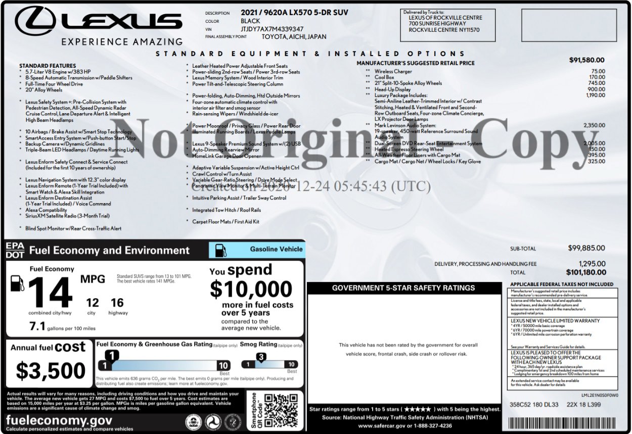 Used 2021 Lexus LX 570 4WD w/ Luxury Package image 55