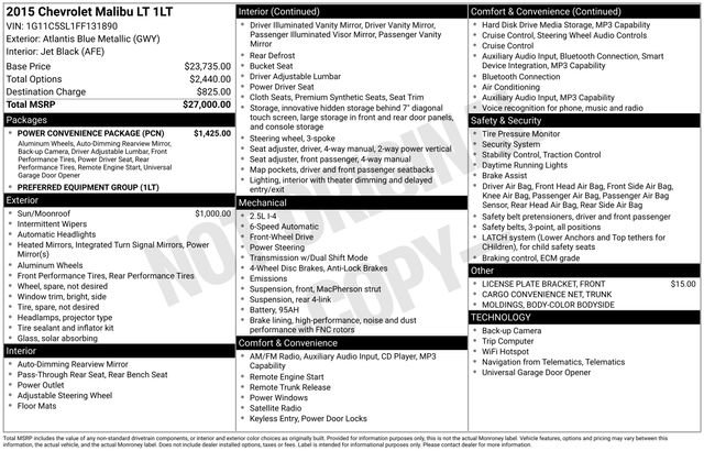 Used 2015 Chevrolet Malibu LT w/ Power Convenience Package image 34