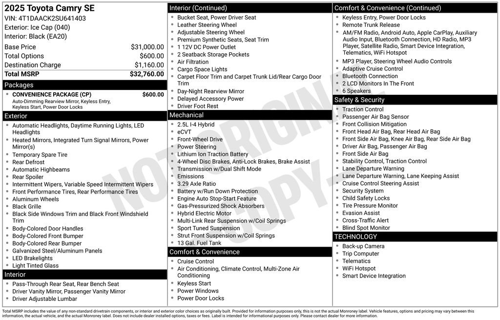 Used 2025 Toyota Camry SE w/ Convenience Package image 9