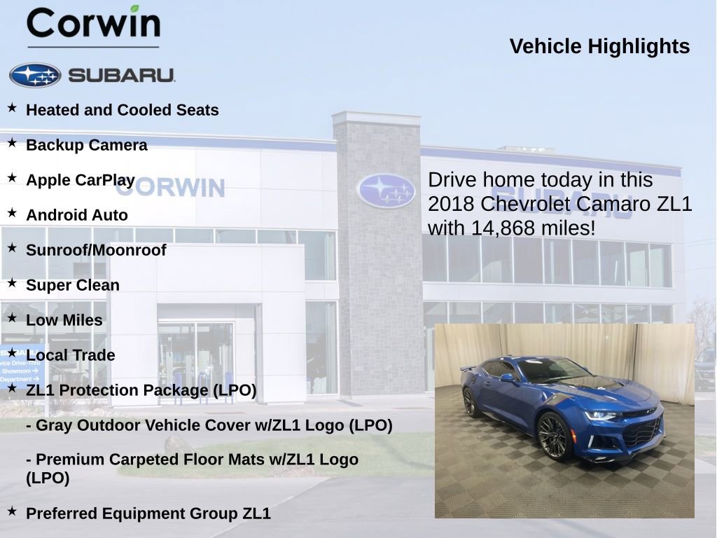 Used 2018 Chevrolet Camaro ZL1 w/ LPO, ZL1 Protection Package RWD image 6