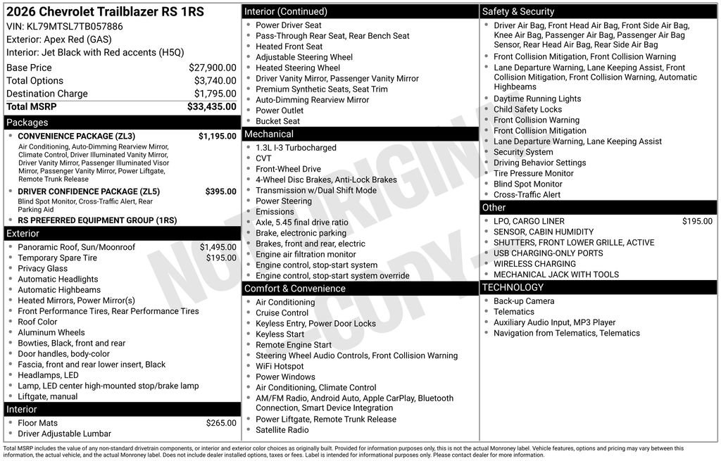 New 2026 Chevrolet TrailBlazer RS w/ Convenience Package FWD image 26