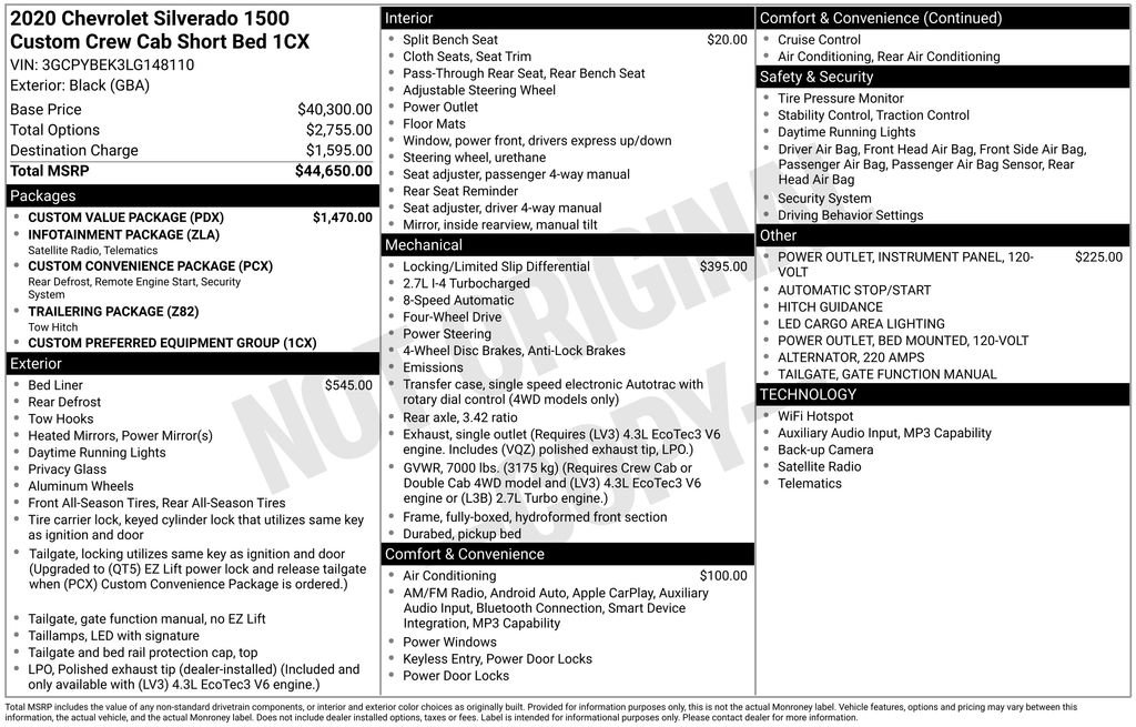 Used 2020 Chevrolet Silverado 1500 Custom w/ Custom Value Package AWD/4WD image 10