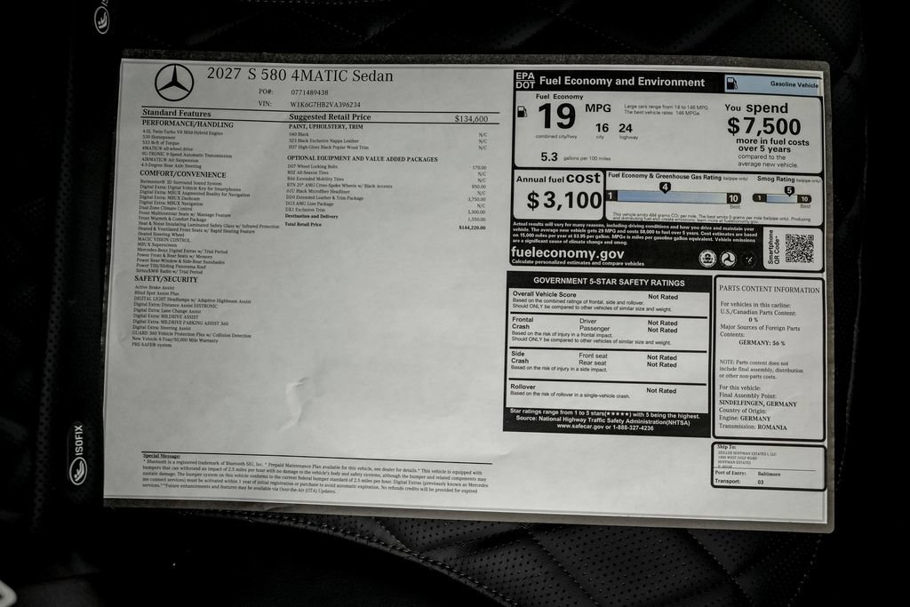 New 2027 Mercedes-Benz S 580 4MATIC Sedan image 23