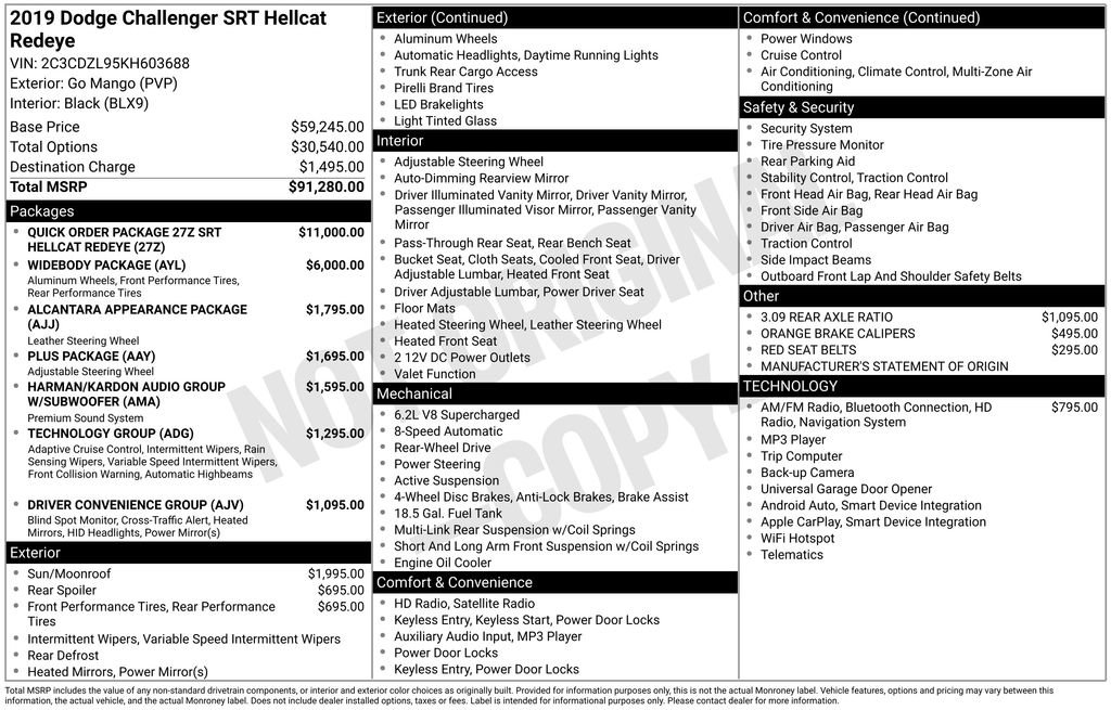 Used 2019 Dodge Challenger SRT Hellcat Redeye image 2