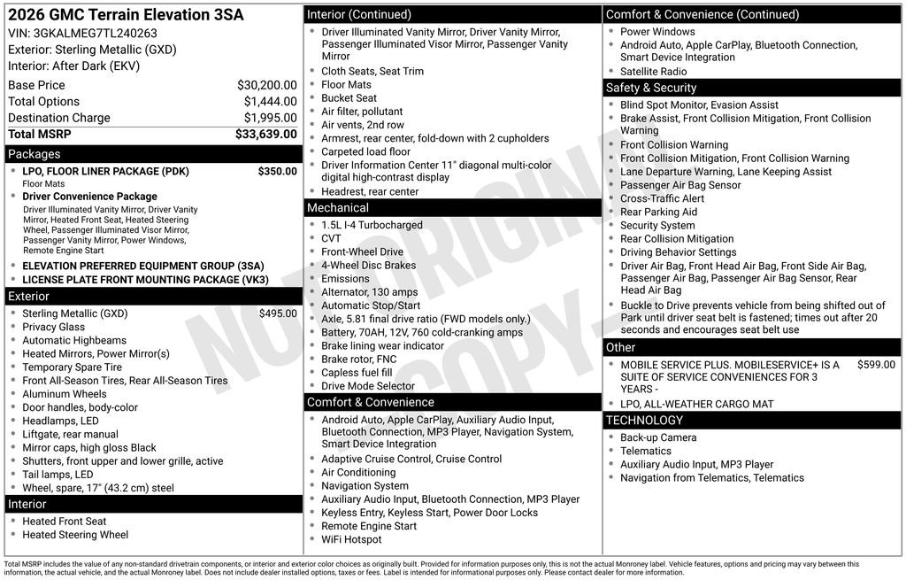 New 2026 GMC Terrain Elevation w/ LPO, Floor Liner Package image 9