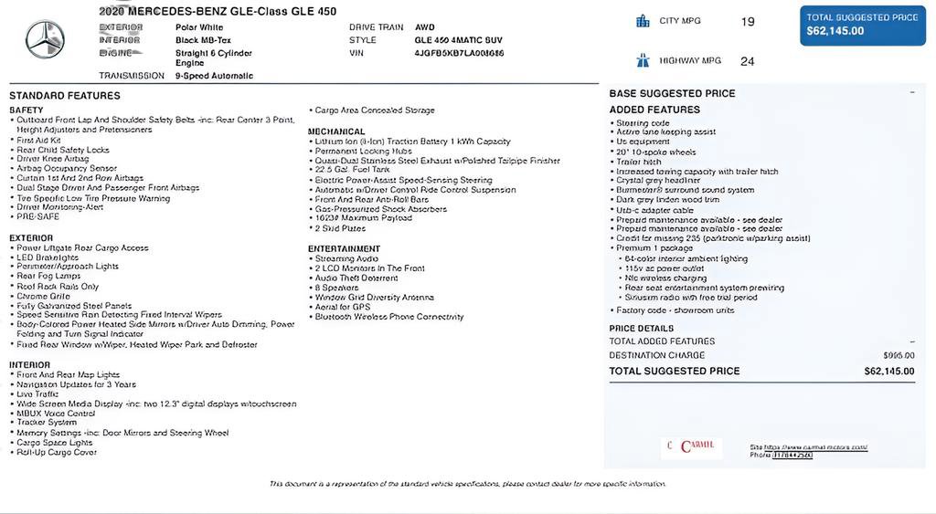 Used 2020 Mercedes-Benz GLE 450 4MATIC w/ Premium Package image 3