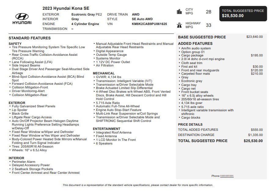 Used 2023 Hyundai Kona SE w/ Cargo Package image 31