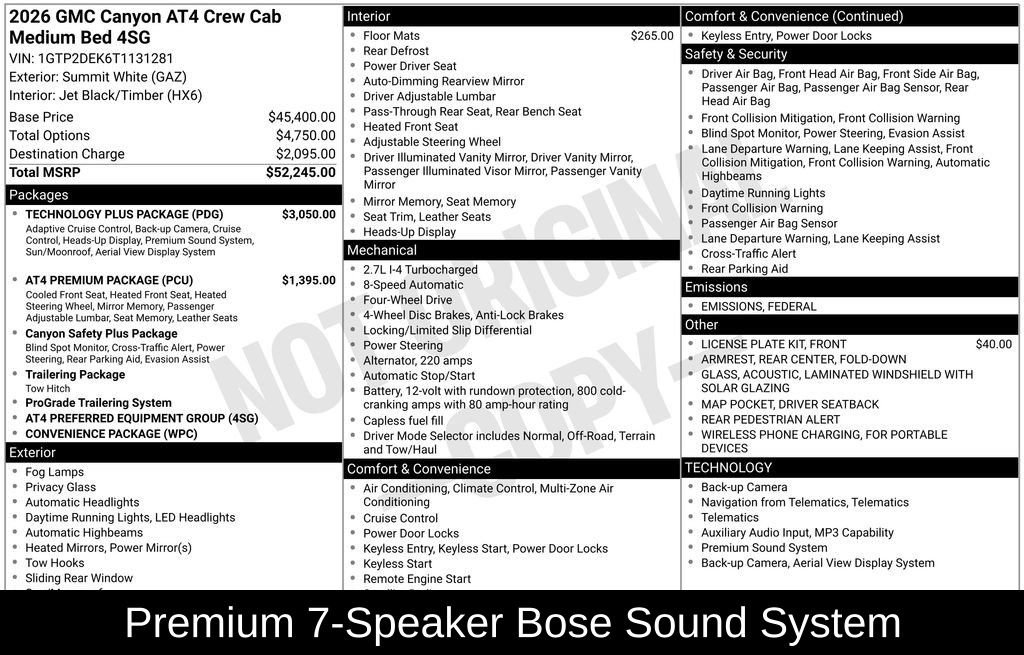 New 2026 GMC Canyon AT4 w/ Technology Plus Package AWD/4WD image 7