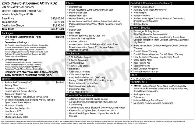 New 2026 Chevrolet Equinox ACTIV w/ LPO, Floor Liner Package image 17
