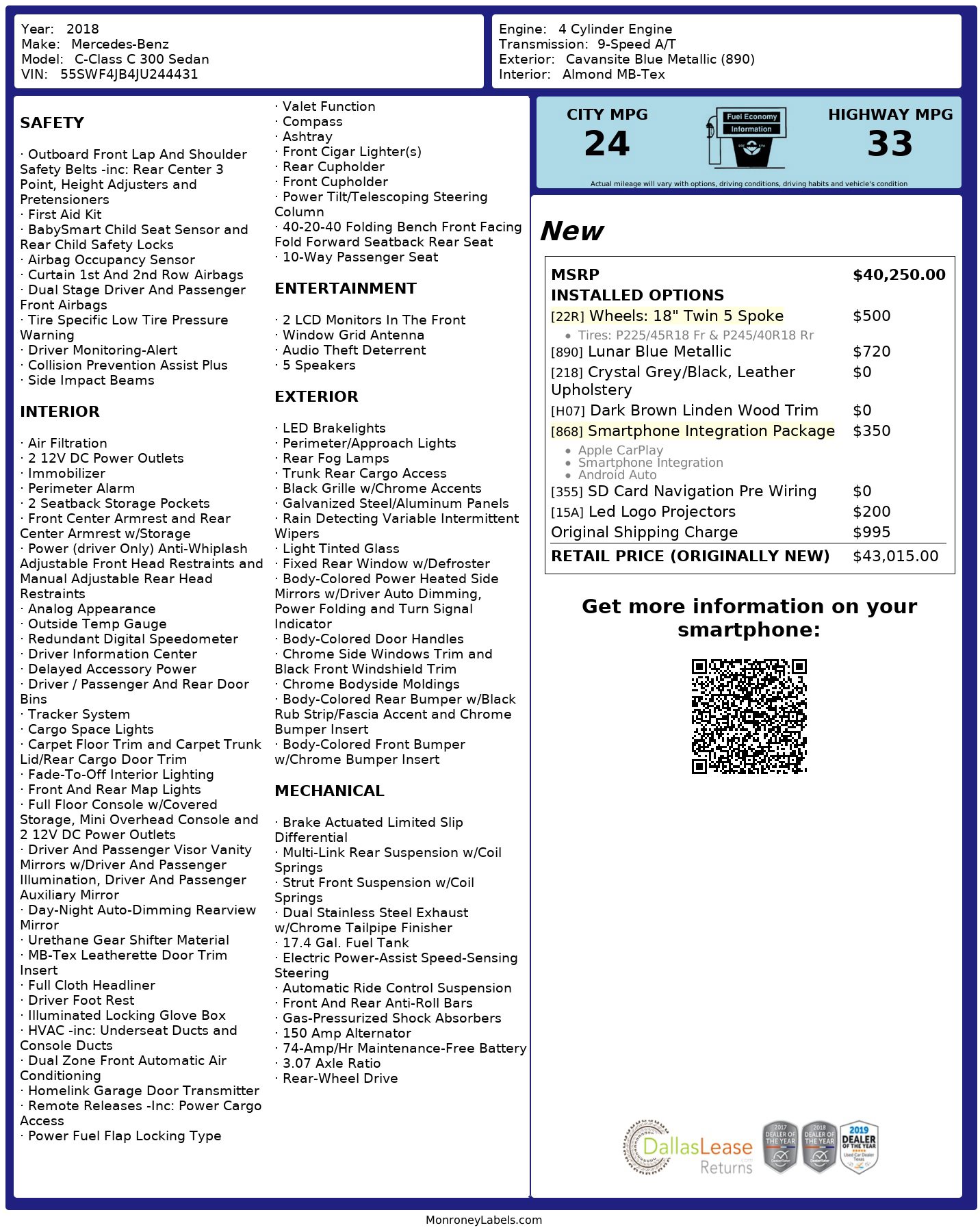 Used 2018 Mercedes-Benz C 300 Sedan image 3