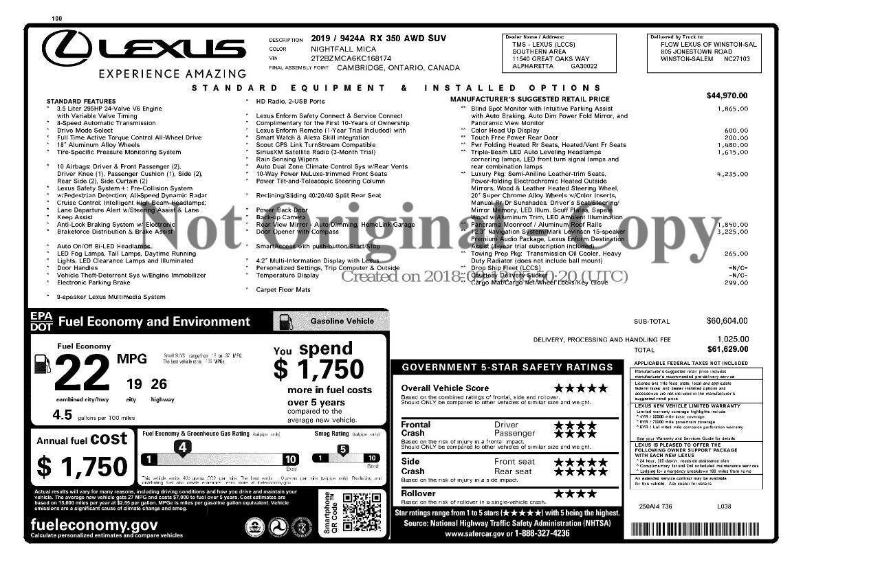 Used 2019 Lexus RX 350 F Sport image 67