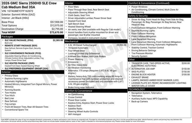 New 2026 GMC Sierra 2500 SLE w/ SLE Value Package; image 36