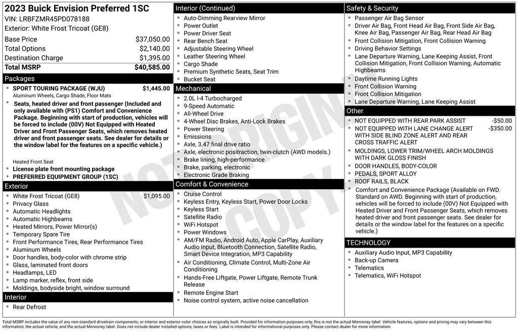 Certified 2023 Buick Envision Preferred w/ Sport Touring Package AWD/4WD image 35