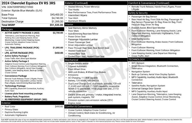 Used 2024 Chevrolet Equinox EV RS w/ Active Safety Package 3 FWD image 7